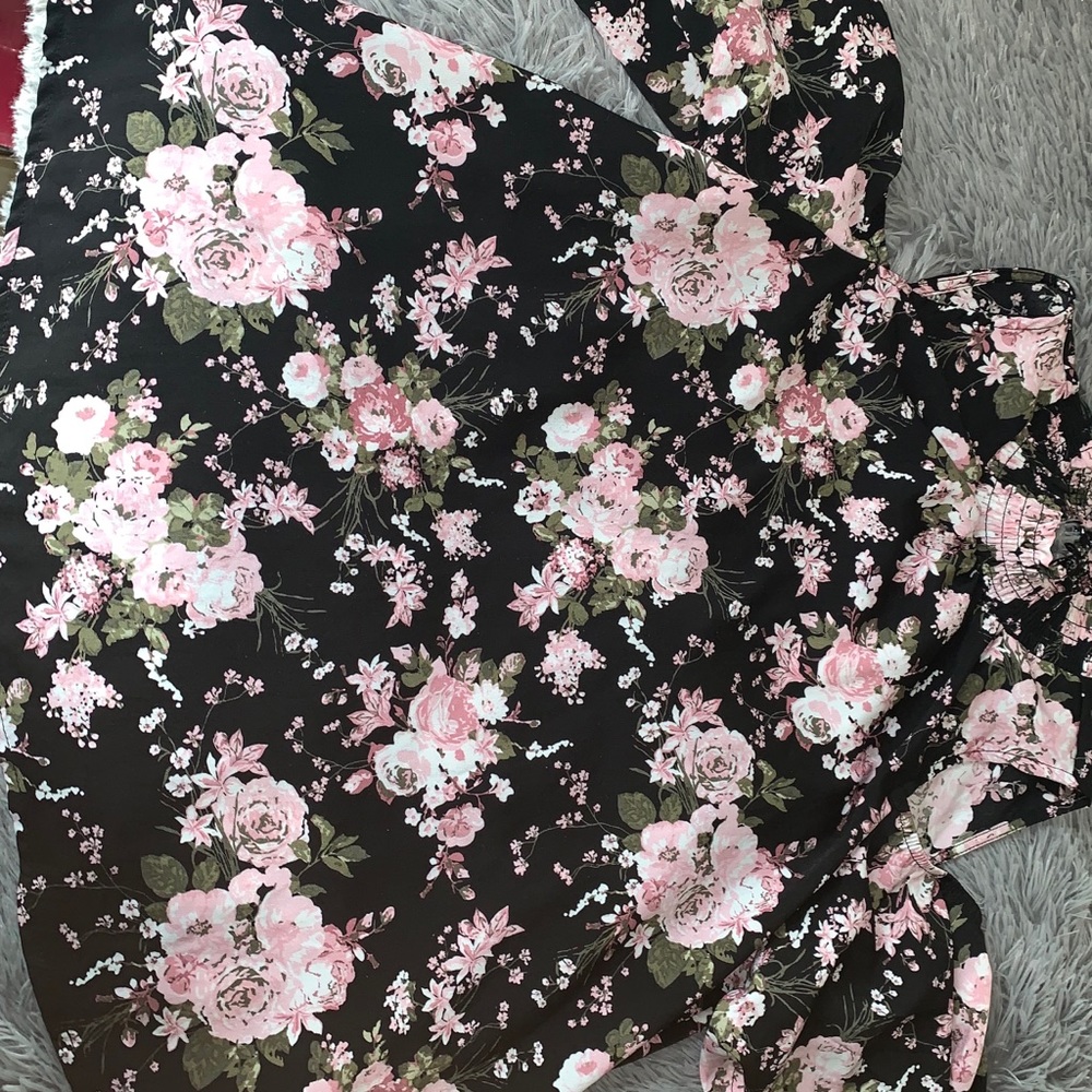 Black Floral Dressy Shirt
